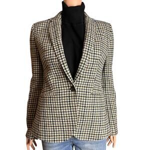 J. Crew Houndstooth Blazer Moon England Luxury Wool Suede Elbow Patches Preppy
